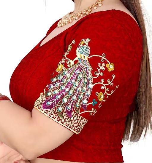 Peacock Embroidered Designer Saree Blouse